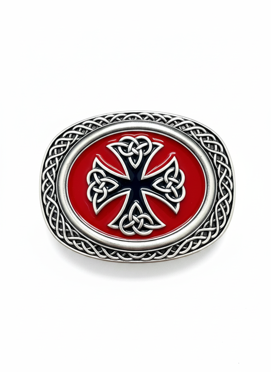 Celtic Trophy Buckle Pewter/Red